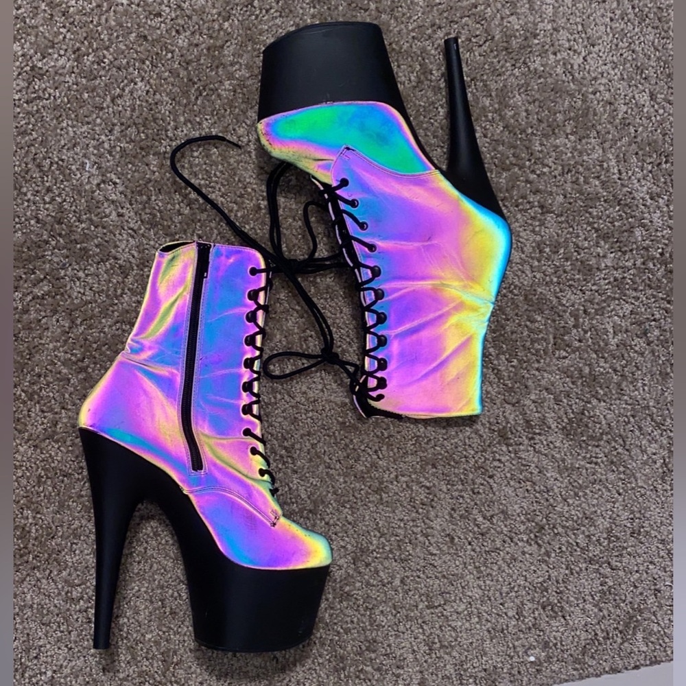 Pleasers reflective Platform Ankle Boots